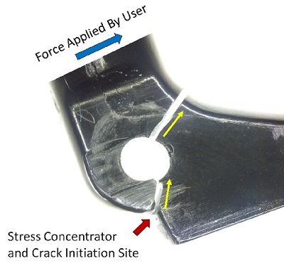 Fatigue Failure of a Plastic Lever side view