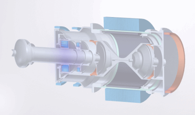 LM26 Plasma compressor COMSOL Multiphysics model, colored by norm of magnetic flux density