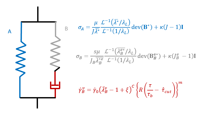A schematic of the Bergstrom-Boyce material model