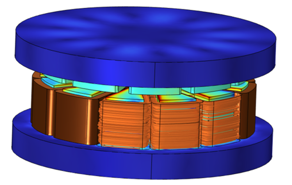 Axial flux motor configuration with top side rotor