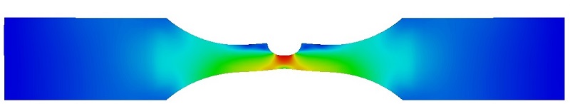 FE simulation of a notched tensile sample