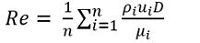 Formula for Reynolds number to characterize the flow inside of the mixer 