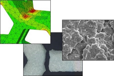 Failed AM Part Showing Stress Analysis and Fracture Surface