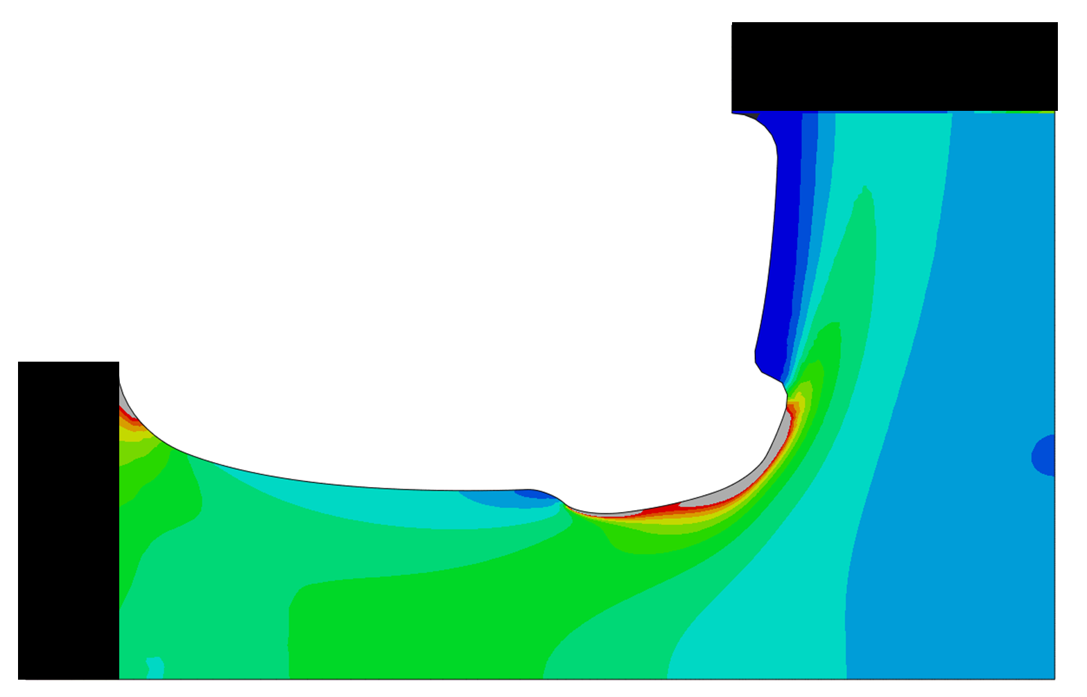 Stress field from an FEA simulation of a biaxial test