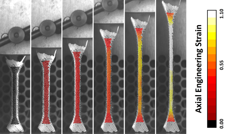 Tensile testing of a thermoplastic material
