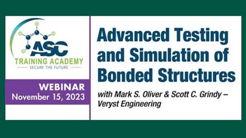 Logo for ASC webinar on Advanced Testing and Simulation of Bonded Structures