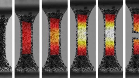 DIC strain contours during a tension test