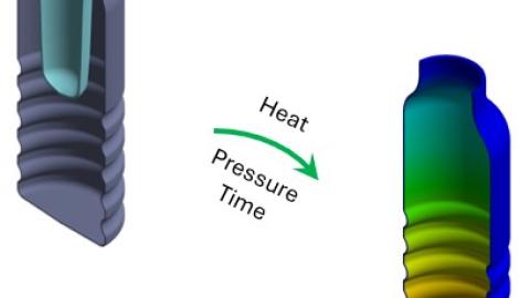 A blow-molding model for a thermoplastic bottle.