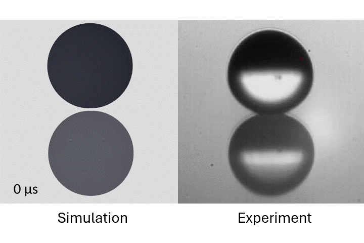 Animation of a water droplet impacting a solid substrate